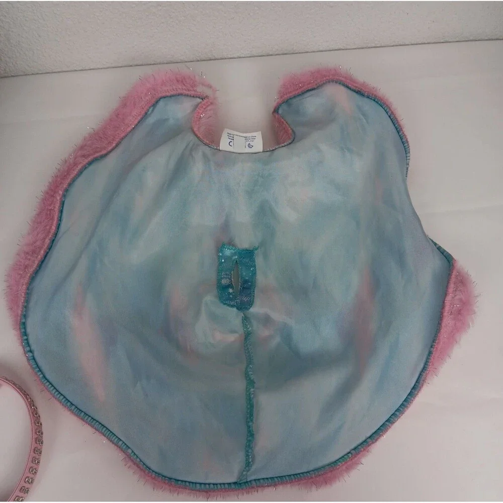 Build a Bear Pink Blue Snowflake Cape Silver Sparkle Bonus Collar Bone Tag